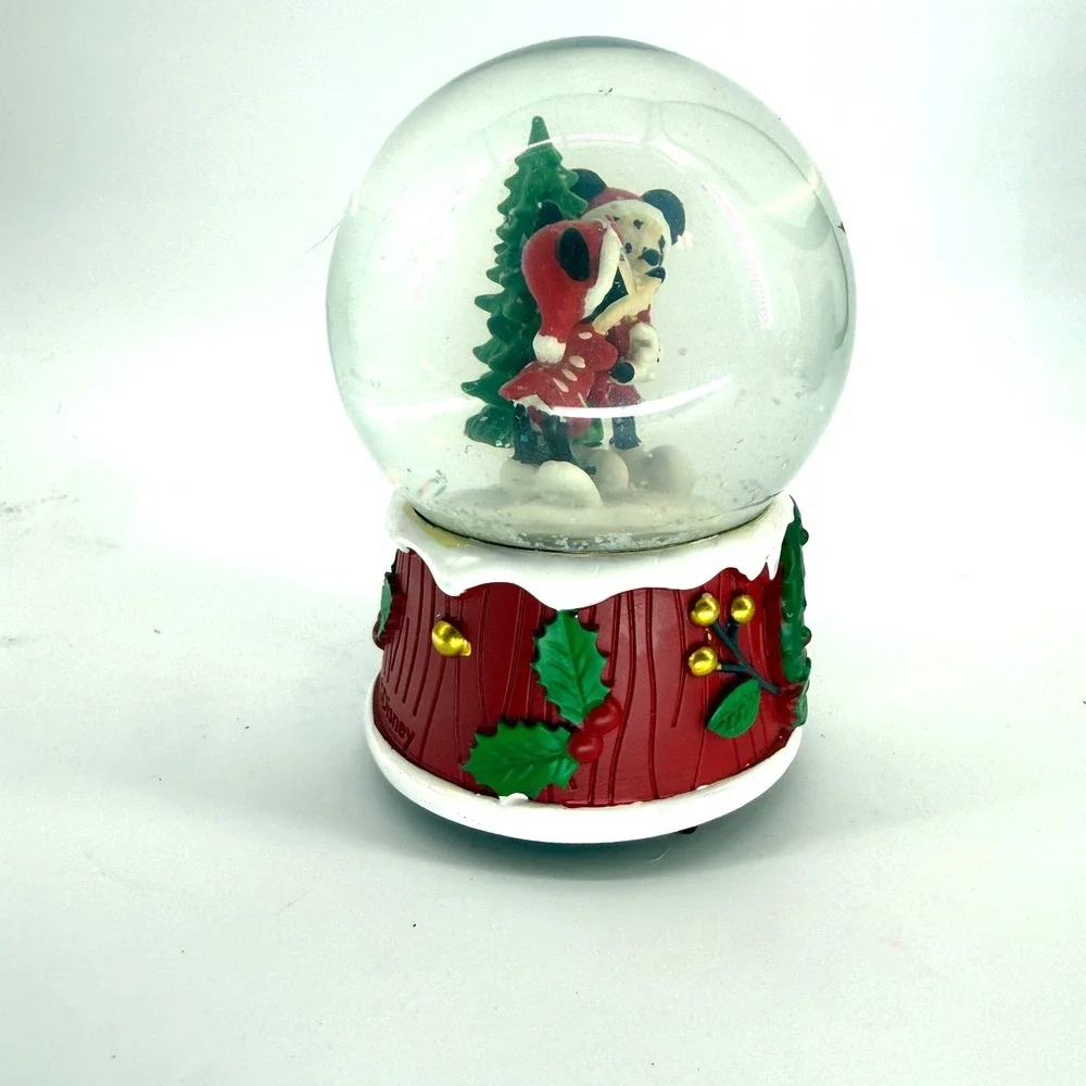 Disney Mickey Minnie Christmas Musical Waterless Snow Globe‎ Jingle Bells